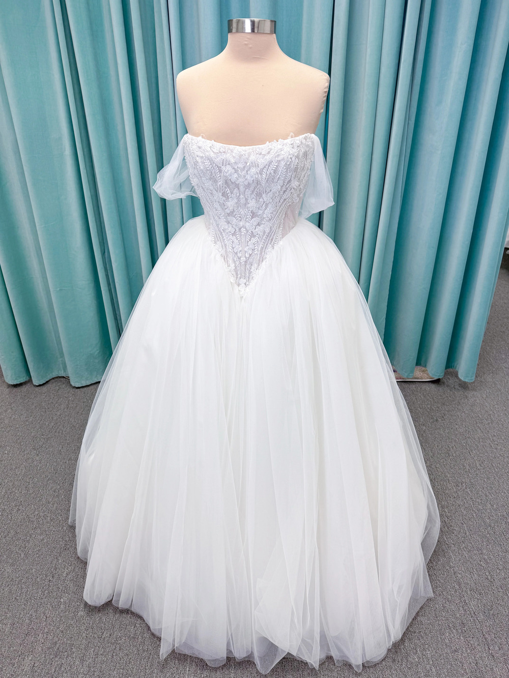 Morilee Style 1010036 Virtuoso Beaded Ballgown with Off-the-Shoulder Tulle
